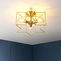 希尔顿灯具 希尔顿全铜美式五角星吸顶灯卧室房间儿童房客厅北欧简约创意灯具