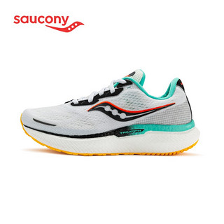 saucony 索康尼 跑鞋跑步鞋女运动鞋旗舰级缓震Triumph胜利19 S10678 白黑绿-84 38