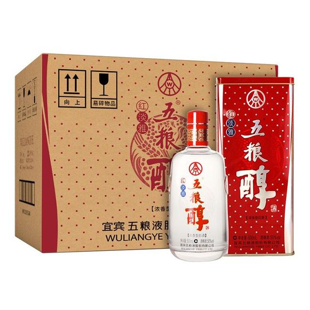 WULIANGYE 五粮液五粮醇红淡雅50%vol 浓香型白酒500ml*6瓶整箱装【报价