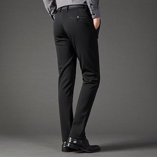 冬季舒适保暖男式休闲裤商务纯色男士西裤 32 黑色