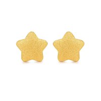 明牌 足金星星心悦耳钉时尚珠宝耳饰 0.82g 如图