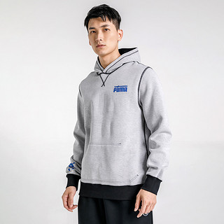 PUMA x TH 男款双面穿棉质保暖长袖连帽卫衣 M 黑灰色