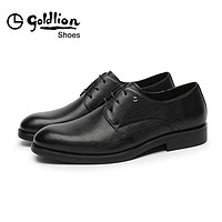 goldlion 金利来 男鞋都市时尚简约正装皮鞋柔软耐磨德比鞋59621018501A-黑色-40码