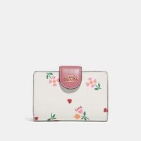 COACH 蔻驰 Medium Corner Zip Wallet With Heart Petal Print