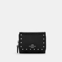 COACH 蔻驰 Small Trifold Wallet In Signature Canvas With Rivets