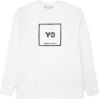 Y-3 Square Label Graphic Crew Pullover Sweater - Core White