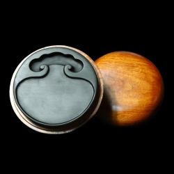 赋比兴国家非物质文化遗产如意素池砚作品黑龙尾砚台整料老坑歙砚