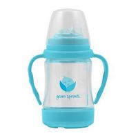 小绿芽 Glass Blue Sip n Straw Cup Aqua for 6 Plus months, 1 ea