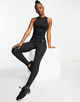 adidas 阿迪达斯 Training Hyperglam ribbed high waisted leggings in black