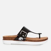 Clarks 其乐 Women's Elayne Step Patent Leather Toe Post Sandals - Black