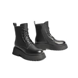 belle百丽厚底马丁靴女2021冬新商场同款牛皮革时尚短靴加绒