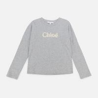 Chloé 蔻依 Girls Long Sleeve Logo T-Shirt - Grey Marl Medium