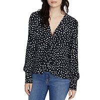 sanctuary Sanctuary Womens Printed Tie Front Blouse