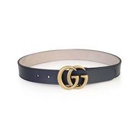 GUCCI Leather Belt With Gold GG Buckle