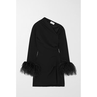 16ARLINGTON 2022早春女羽毛边饰派对礼服裙
