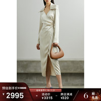Nanushka2021秋季女褶饰缎布派对礼服连衣裙