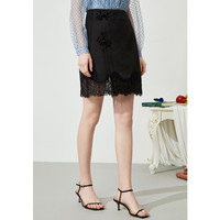 秋水伊人装新品复古国风中国结设计蕾丝拼接半身裙