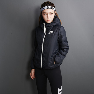 NIKE 耐克 加绒加厚 女子连帽立领运动两面穿羽绒服 2XL 黑色