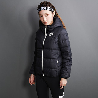 NIKE 耐克 加绒加厚 女子连帽立领运动两面穿羽绒服 2XL 黑色