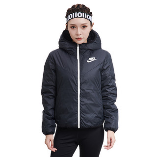 NIKE 耐克 加绒加厚 女子连帽立领运动两面穿羽绒服 2XL 黑色