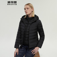 BOSIDENG 波司登 秋冬女士薄款羽绒服时尚百搭短款连帽外套B00131002B 黑色8056 175/100B