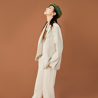 PEACEBIRD 太平鸟 西装外套女2021夏季新款韩版宽松气质西服女薄款 白色 S