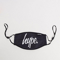 Hype face covering with adjustable straps in black