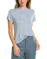 VINCE Vince Midi Stripe Silk-Blend T-Shirt