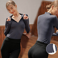 瑜伽服女运动上衣显瘦弹力紧修身t恤跑步健身房长袖休闲款 M 深灰色