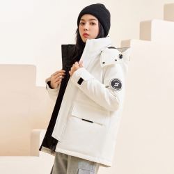 冰洁 冬季连帽可脱卸大口袋工装户外情侣款保暖外套时尚中长款羽绒服