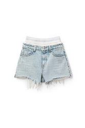 LOGO ELASTIC BRIEF LAYER SHORT IN DENIM