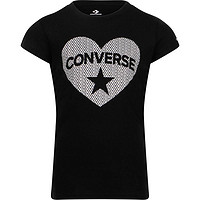 CONVERSE 匡威 Logo heart print t shirt in black