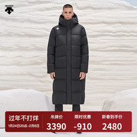 DESCENTE迪桑特 吴彦祖同款运动羽绒服 首尔版男女长款羽绒服冬季 D1491SDJ89 男子-黑色BK 男XL(180/100A)