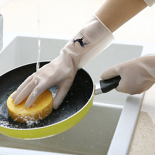 点魅 洗碗手套PVC防水耐用橡胶厨房手套洗衣清洁家务塑胶手套 均码M码 3双 1双