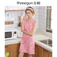 THREEGUN 三枪 睡裙女纯棉春夏新品可爱少女印花全棉女士背心家居睡裙 红樱桃 M(160/85)
