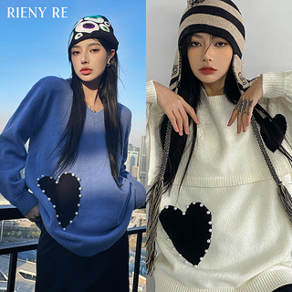 RIENYRE2021年新款四色复古灯芯绒西装套装+爱心披肩针织连衣裙女 02/M 米白针织裙 664700389314