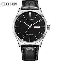 CITIZEN 西铁城 手表 自动机械小牛皮表带商务机械表男NH8350-08EB