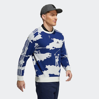 adidas阿迪达斯服装男装春秋高尔夫运动套头衫golf户外运动针织衫 印花高尔夫运动衫 GU8741胜利蓝 XXL