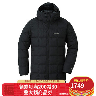 montbell 2021冬季新品户外男士连帽800羽绒服防风保暖鹅绒中长款大衣 1101630 黑色 BK XL