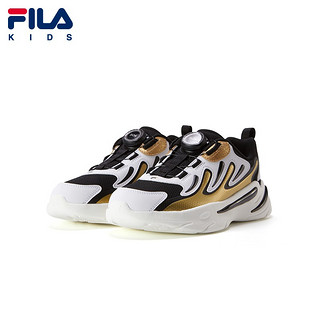 FILA KIDS斐乐童鞋大童跑鞋2022年春季新款儿童男女童BOA运动鞋潮 黑色/荣耀金-BG 39码/内长24.5cm