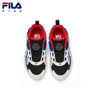 FILA KIDS斐乐童鞋儿童跑鞋2022年春季新款小童多彩运动鞋男女童 黑色/火红-BR 28码/内长17.5cm