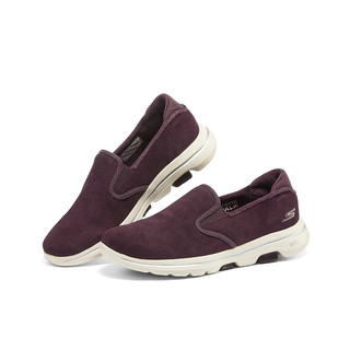 SKECHERS 斯凯奇 女鞋加厚妈妈鞋GOWALK健步鞋冬季加绒缓震休闲鞋896045 BURG/酒红色 38