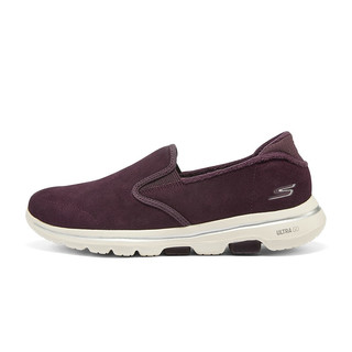 SKECHERS 斯凯奇 女鞋加厚妈妈鞋GOWALK健步鞋冬季加绒缓震休闲鞋896045 BURG/酒红色 38