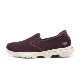 SKECHERS 斯凯奇 女鞋加厚妈妈鞋GOWALK健步鞋冬季加绒缓震休闲鞋896045 BURG/酒红色 40