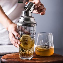 全适波士顿调酒壶304不锈钢玻璃带刻度手摇调酒器雪克杯雪克壶摇酒壶