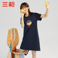 THREEGUN 三枪 1870478A0 女士100%纯棉落肩款宽松家居睡裙 深藏 160