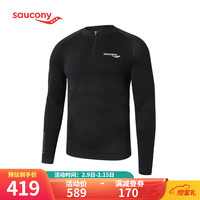 Saucony索康尼2022春夏 男子健身跑步训练弹力贴身吸汗透气紧身衣 黑 XL