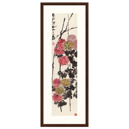 现代简约新中式齐白石《菊花篱笆图》水墨画国画框画装饰画玄关卧室餐厅