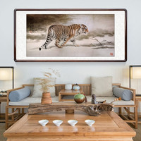 积善 中式客厅老虎装饰画沙发背景墙走廊过道玄关国画竖幅上山虎画挂画壁画 徐鸿儒 虎.tif 三尺带框125*65cm/幅