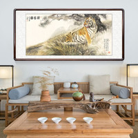 积善 中式客厅老虎装饰画沙发背景墙走廊过道玄关国画竖幅上山虎画挂画壁画 雄风图 四尺带框80*165cm/幅